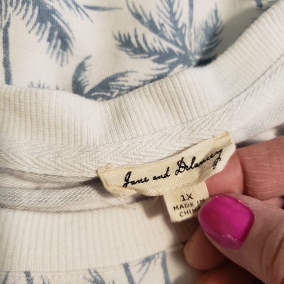 June & Delaneey Palm Tree Print Knit Casual Dress Size 1X - Picture 8 of 11